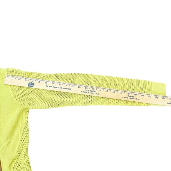 CAbi Women's Neon green Mesh thin Knit Open back pullover Size Med staple top - Picture 3 of 10